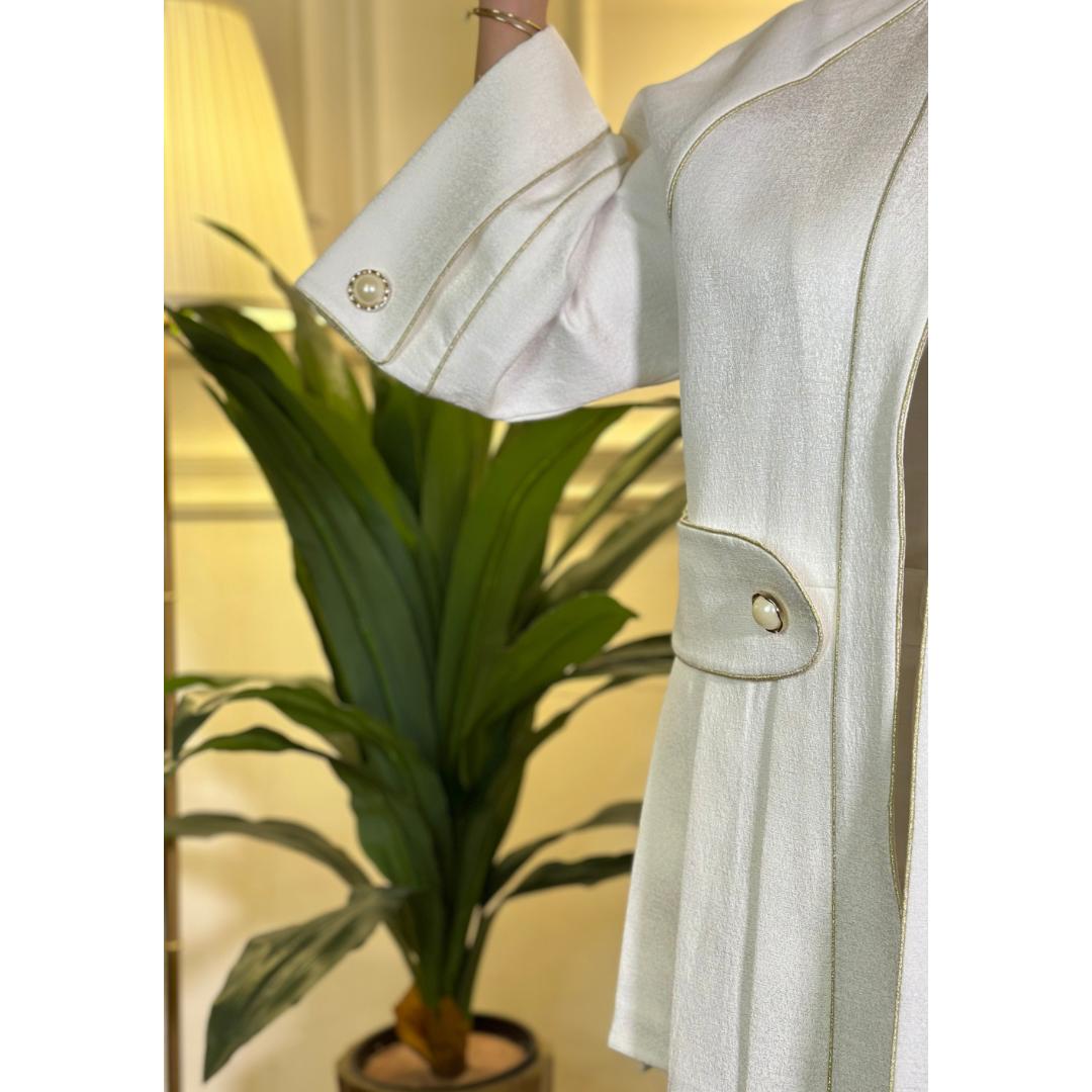 White & Gold Detailed Blazer