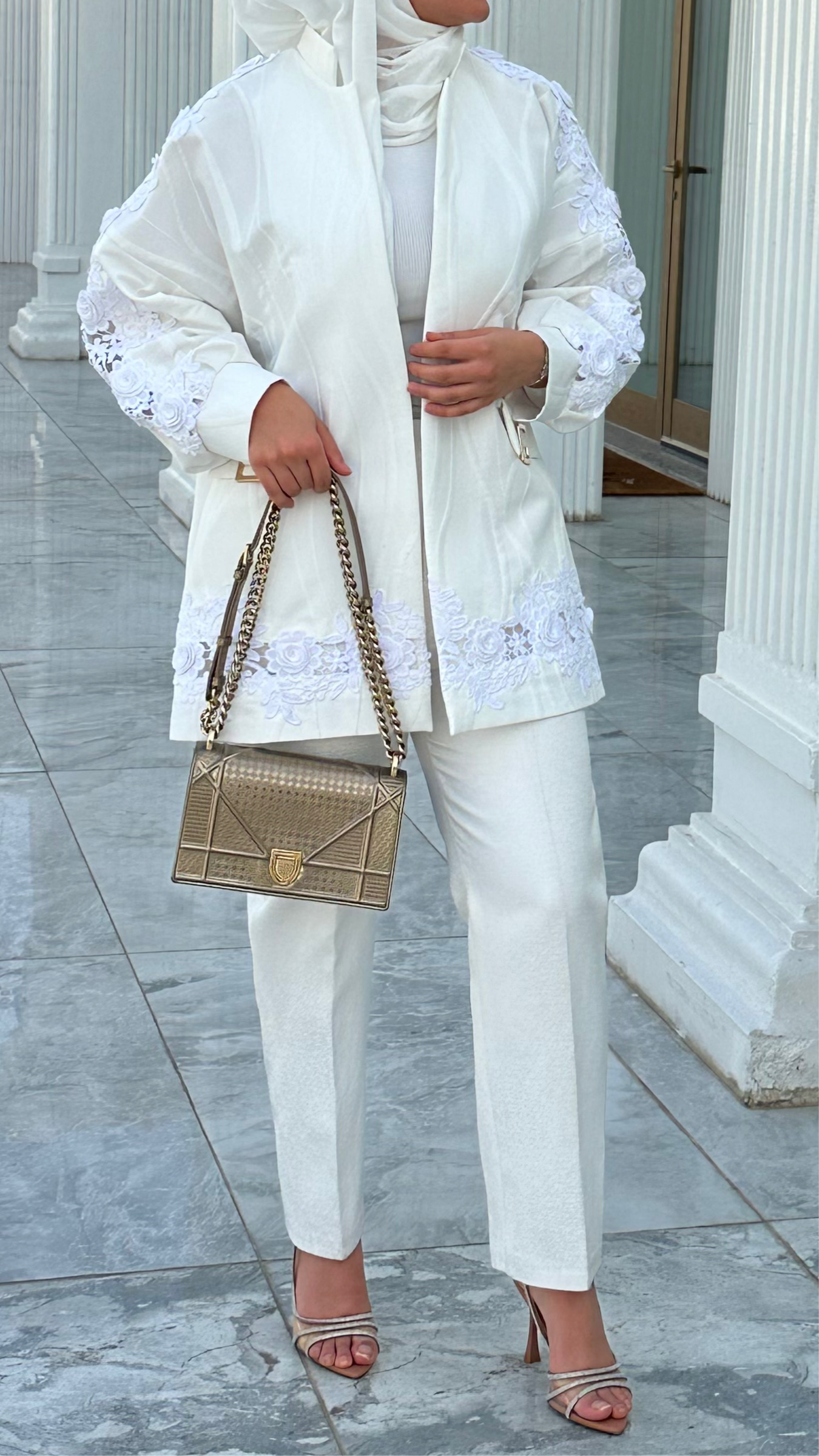 White flowers blazer