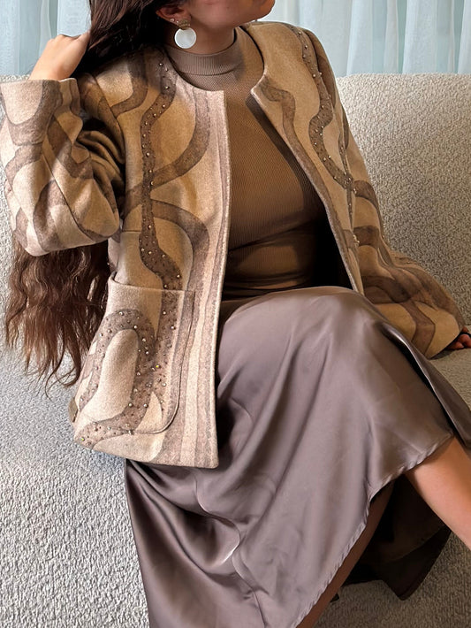 Detailed Beige wool Blazer