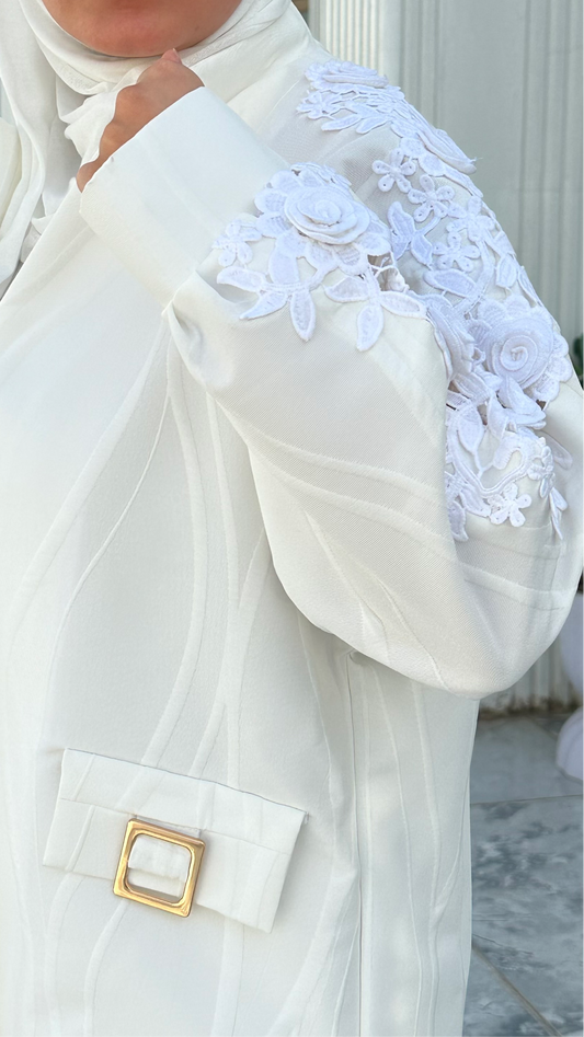 White flowers blazer