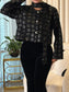Small Flowers Gold & Black Blazer