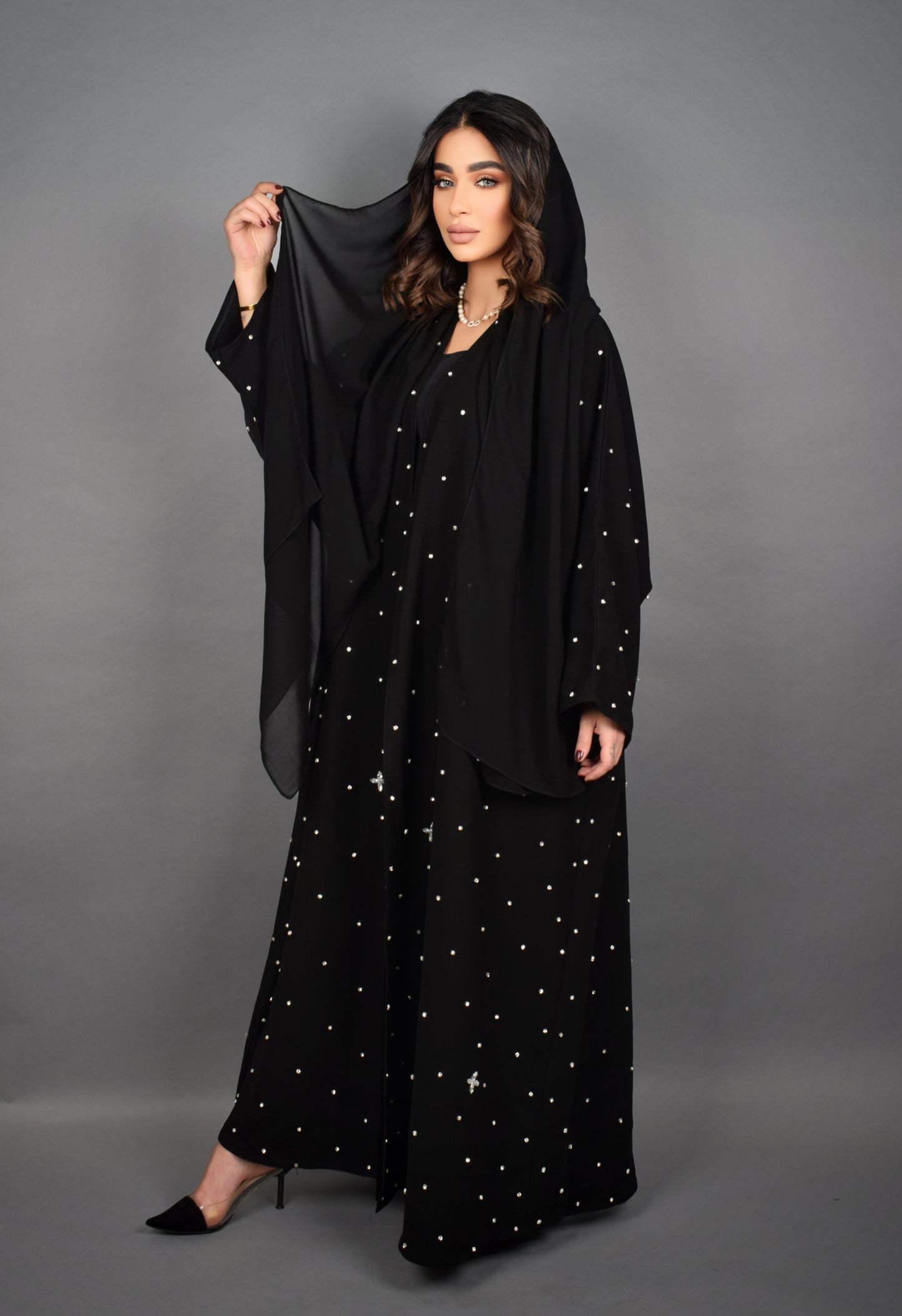 Silver Stars Black Abaya