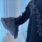 Ruffles Black & Silver Abaya