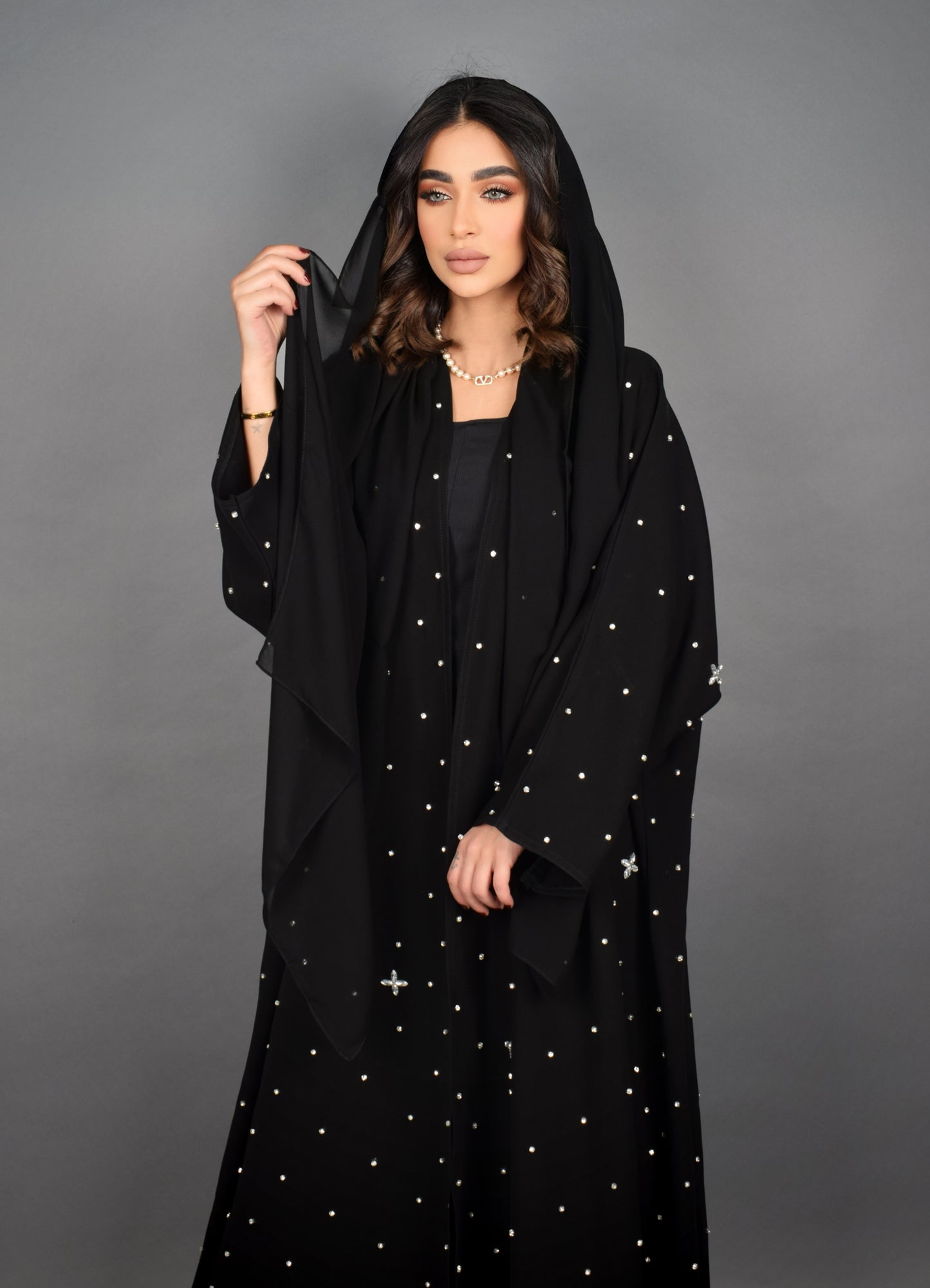 Silver Stars Black Abaya