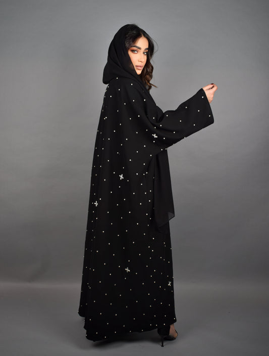 Silver Stars Black Abaya