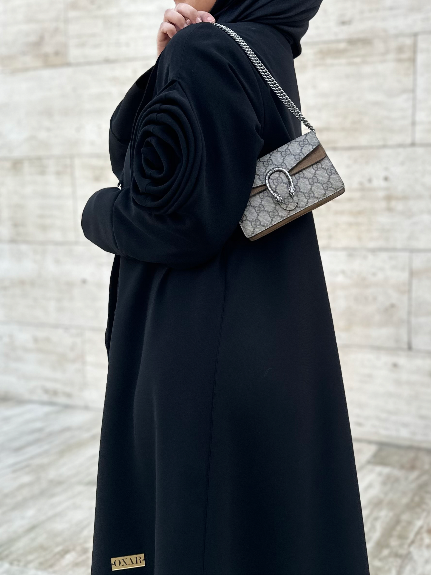 Flower Detailed Black Abaya